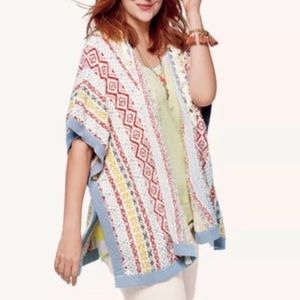 CABI Poncho Siesta Boho Multicolored Knit  XS/S